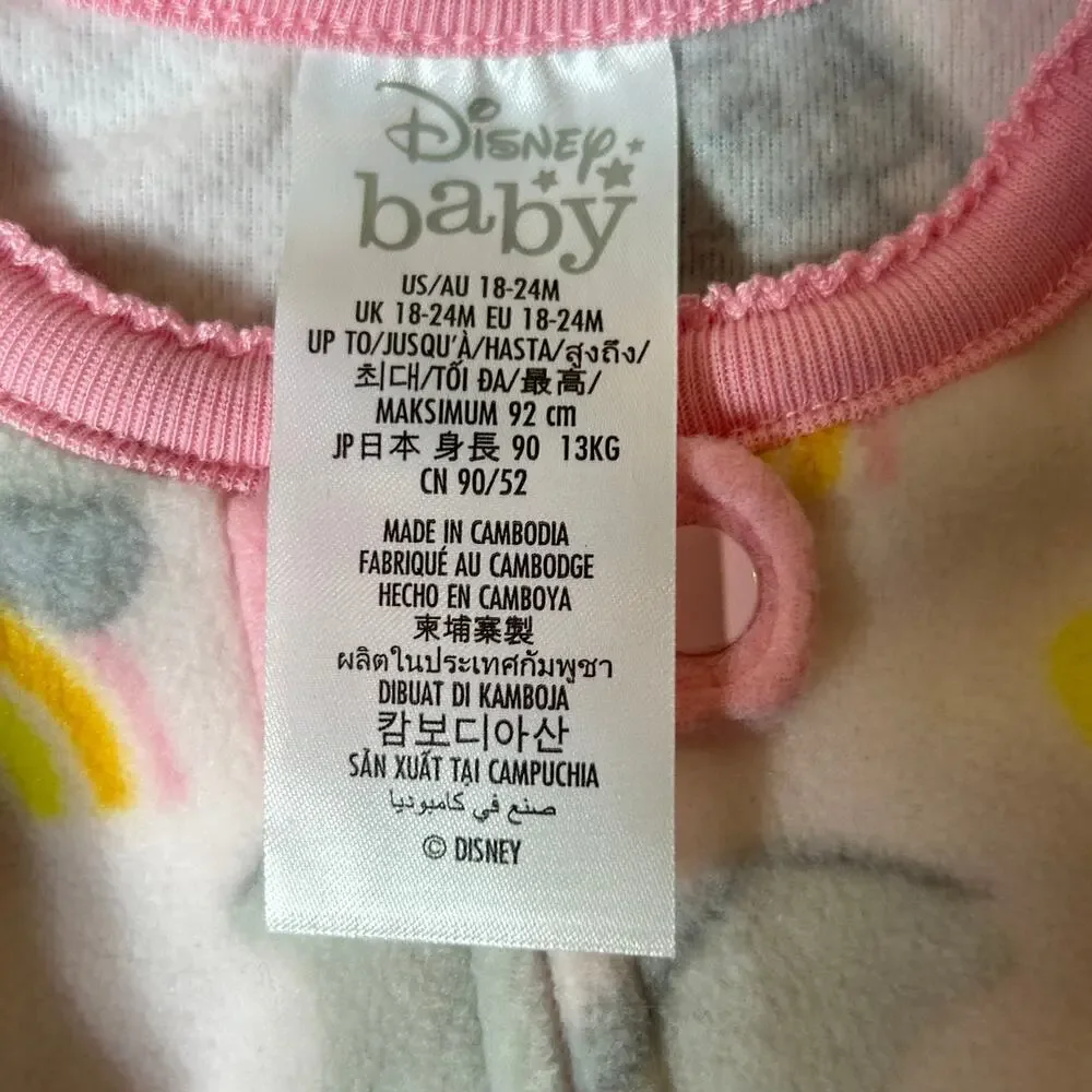 Disney Sleepwear Toddler 18-24M 2 Pack Green Pink Pooh Dumbo Long‎ Sleeve NEW
